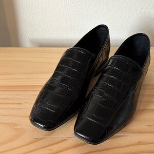 Jeffrey Campbell Glossy Black Croc-Embossed Flats